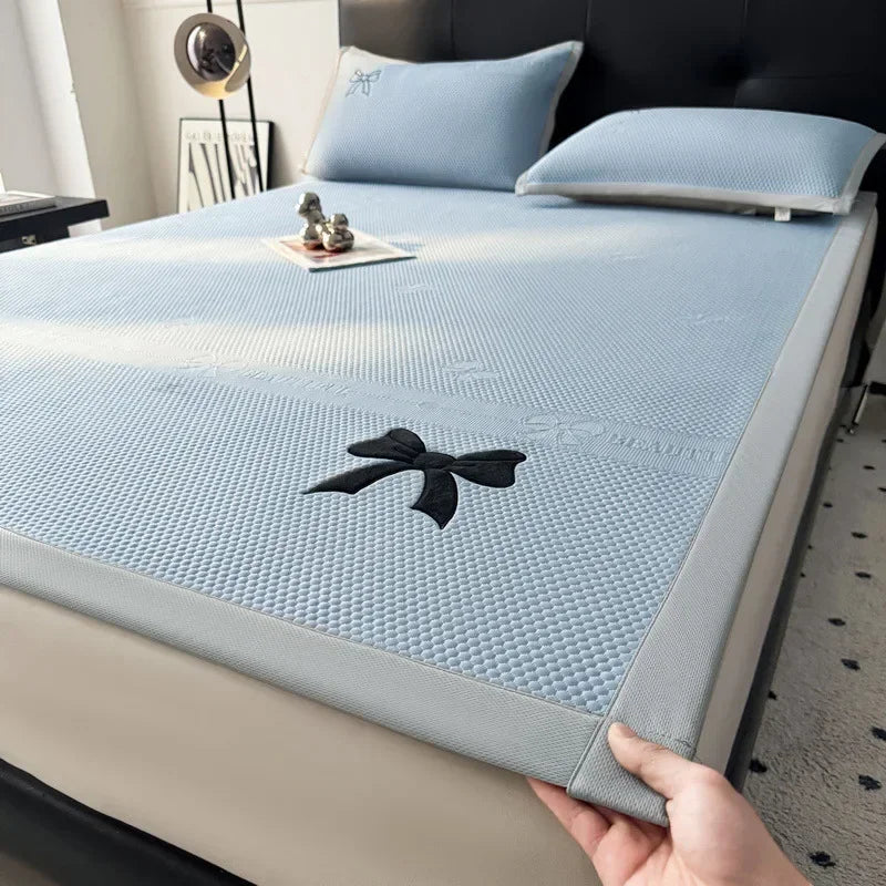 DecorBites™ Butterfly Knot Jacquard Ice Bean Cool Mat 2Pcs Set - Soft, Breathable Summer Cushion