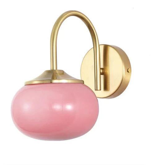 DecorBites™ Glass Ball Wall Lamp: Modern Pink & White Stylish Lighting Fixture for Living Room