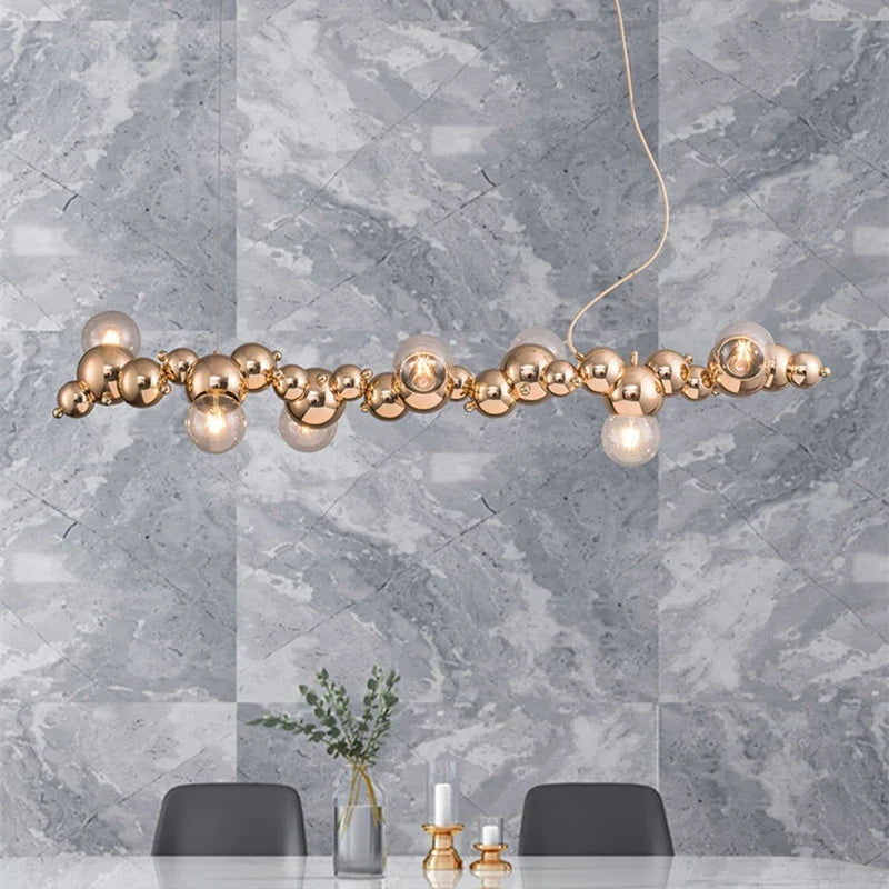 Nordic LED Pendant Lamp Gold 9-Head Elongated