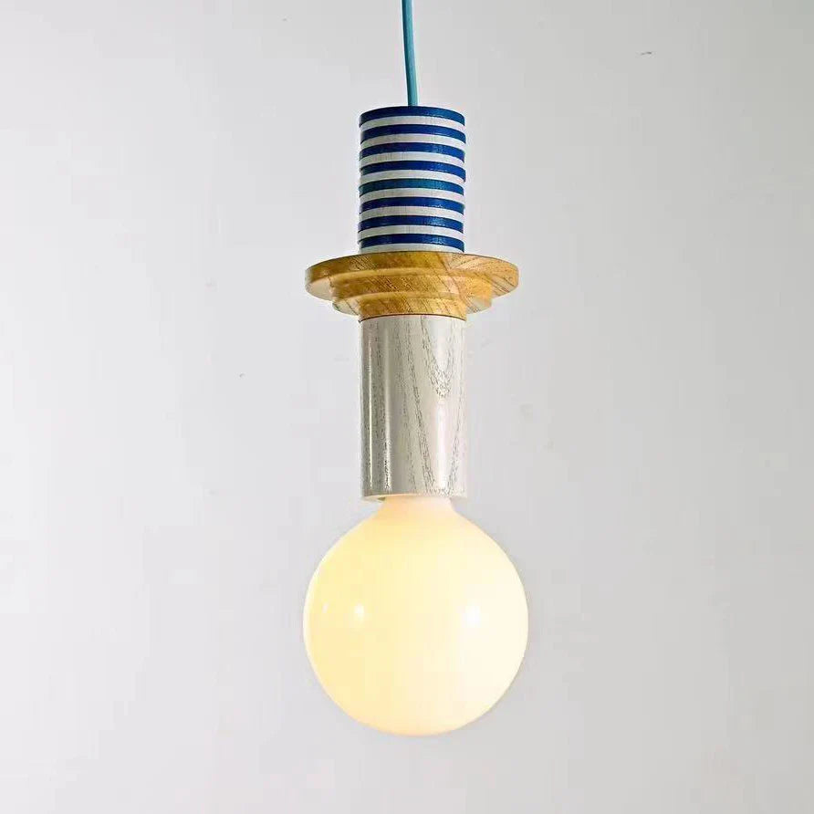 Nordic Wood Pendant Light With Iron Accent