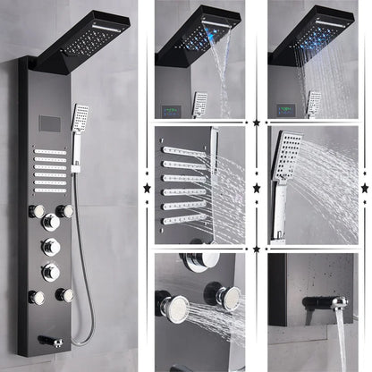 DecorBites™ LED Rainfall Shower Panel System with Temperature Screen & Massage SPA