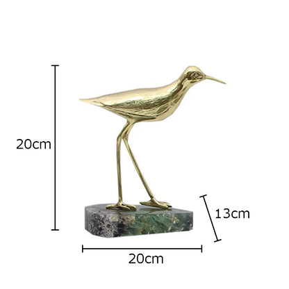 DecorBites™ Golden Brass Bird on Marble Base Desk Ornament Statue Artwork Decor