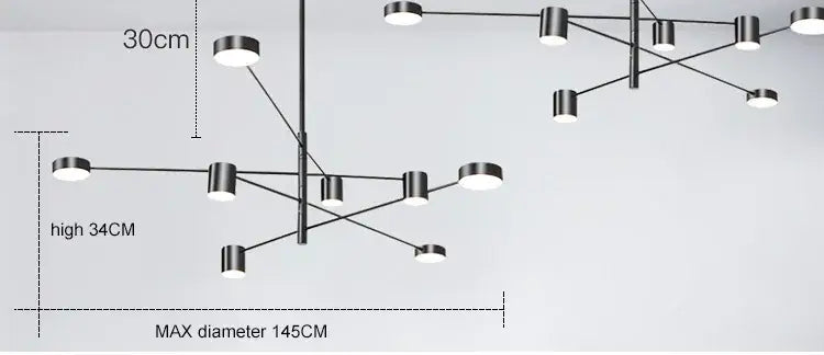 DecorBites™ Modern LED Chandelier - Gold Black - Living Room - Bedroom