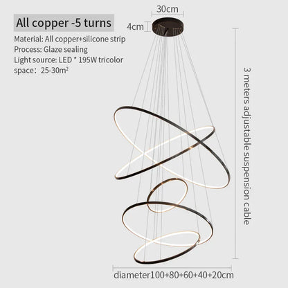 ثريا نحاسية دائرية من DecorBites™: فخامة عصرية بسيطة لغرفة المعيشة، المطعم، درج الفيلا