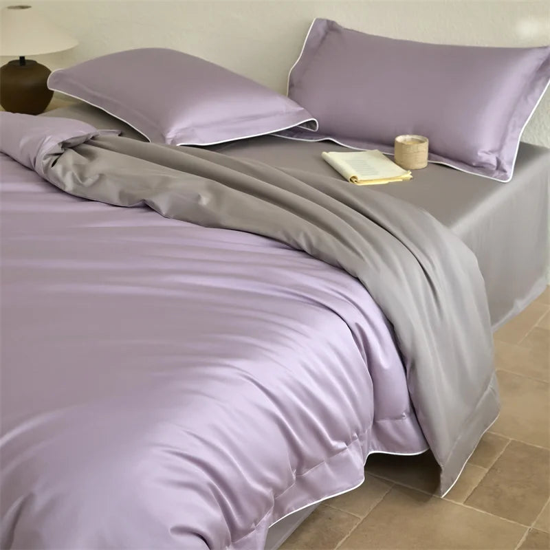 Decobites Luxury 600TC Egyptian Cotton Bedding Set: Duvet, Bed Sheet, Pillowcases - Queen King Size