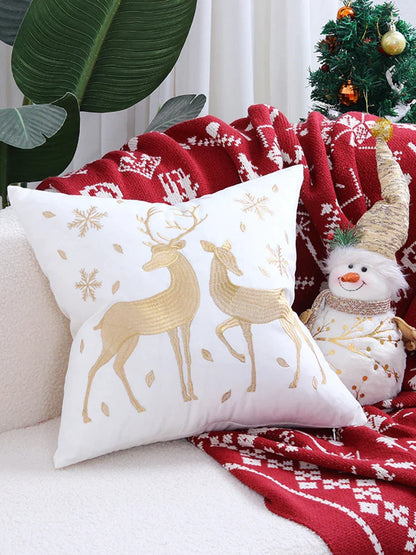 DecorBites™ Christmas Elk Embroidered Pillow Covers 45x45cm asyncio Festive Pillowcase