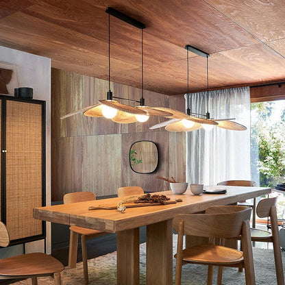 DecorBites™ Japanese Wicker Petal Chandelier for Tea House Dining, Parlor, Restaurant