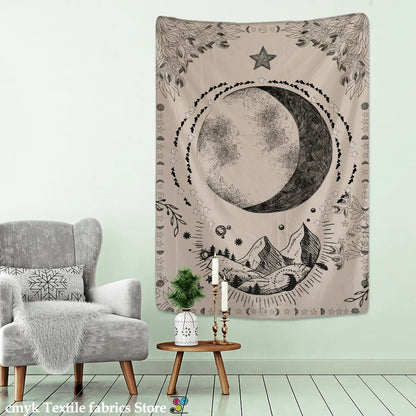 Moon Tarot Tapestry Wall Hanging for Psychedelic Witchcraft Vibe - Decobites Mandala Art Tapestry