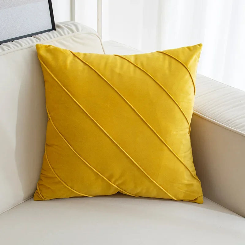 DecorBites™ Hand Pleat Embroidered Cushions 30x50/45x45cm Beige Pink Nordic Style Pillowcase