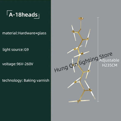 DecorBites™ Gold Branch LED Chandelier for Duplex Villa Staircase - Modern Indoor Lighting