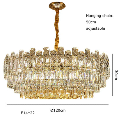 DecorBites™ Gold Lustre Chandelier LED Crystal Light Fixture - Postmodern Luxury Hanging Lamp