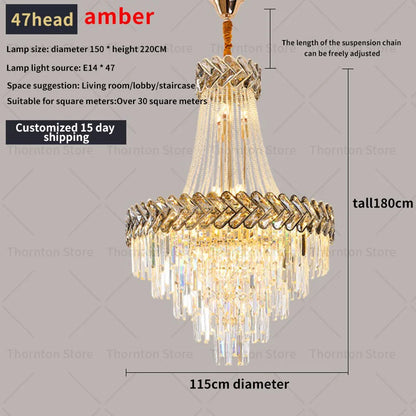 DecorBites™ Crystal Chandelier: Modern European Duplex Villa Living Room Luxury Hollow Stair Light