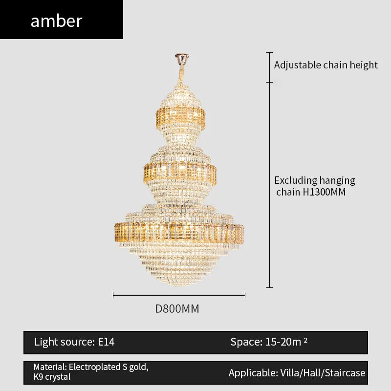 DecorBites™ Crystal Duplex Chandelier for Hotel Lobby and Living Room