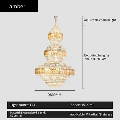 DecorBites™ Crystal Duplex Chandelier for Hotel Lobby and Living Room