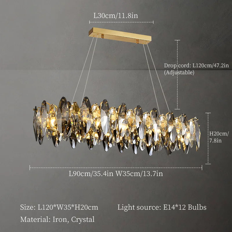 DecorBites™ Crystal Chandelier: Elegant Ceiling Hanging Light for Living Room & Dining Table