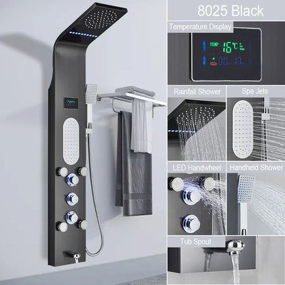 DecorBites™ Black LED Shower Faucet SPA Massage Jet Rain Panel Bidet Sprayer Tap