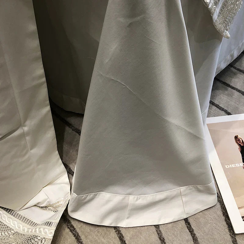 DecorBites™ Lace Ruffle Bedding Set, 1000TC Egyptian Cotton, Luxury Princess Style