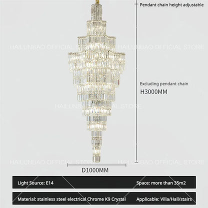 DecorBites™ Crystal Staircase Chandelier: Luxury European Style for Villa Living Room