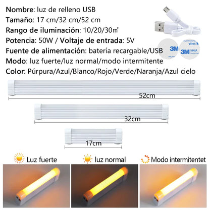 Lámpara de relleno LED DecorBites™: Lámpara recargable y colorida para selfies, ideal para fotografía y vídeos.