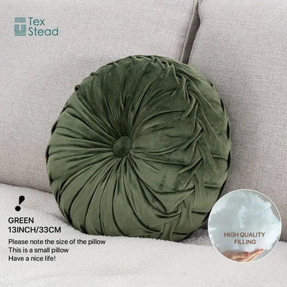 Decobites Velvet Pumpkin Round Cushion for Couch, Bed, Sofa, Chair - Decorative 3D Design