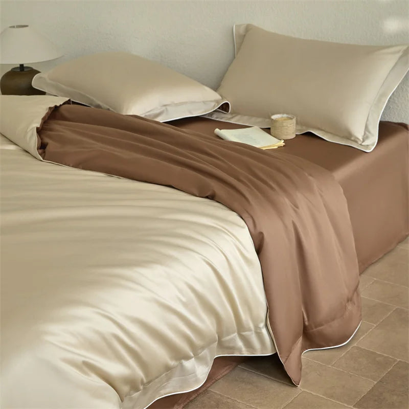 Decobites Luxury 600TC Egyptian Cotton Bedding Set: Duvet, Bed Sheet, Pillowcases - Queen King Size