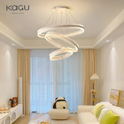 DecorBites™ Circle Rings LED Chandelier for Living & Dining Room - Modern Acrylic Aluminum Lighting