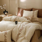 Decobites Elegant Lily of the Valley Embroidery Brown Cotton Bedding Set