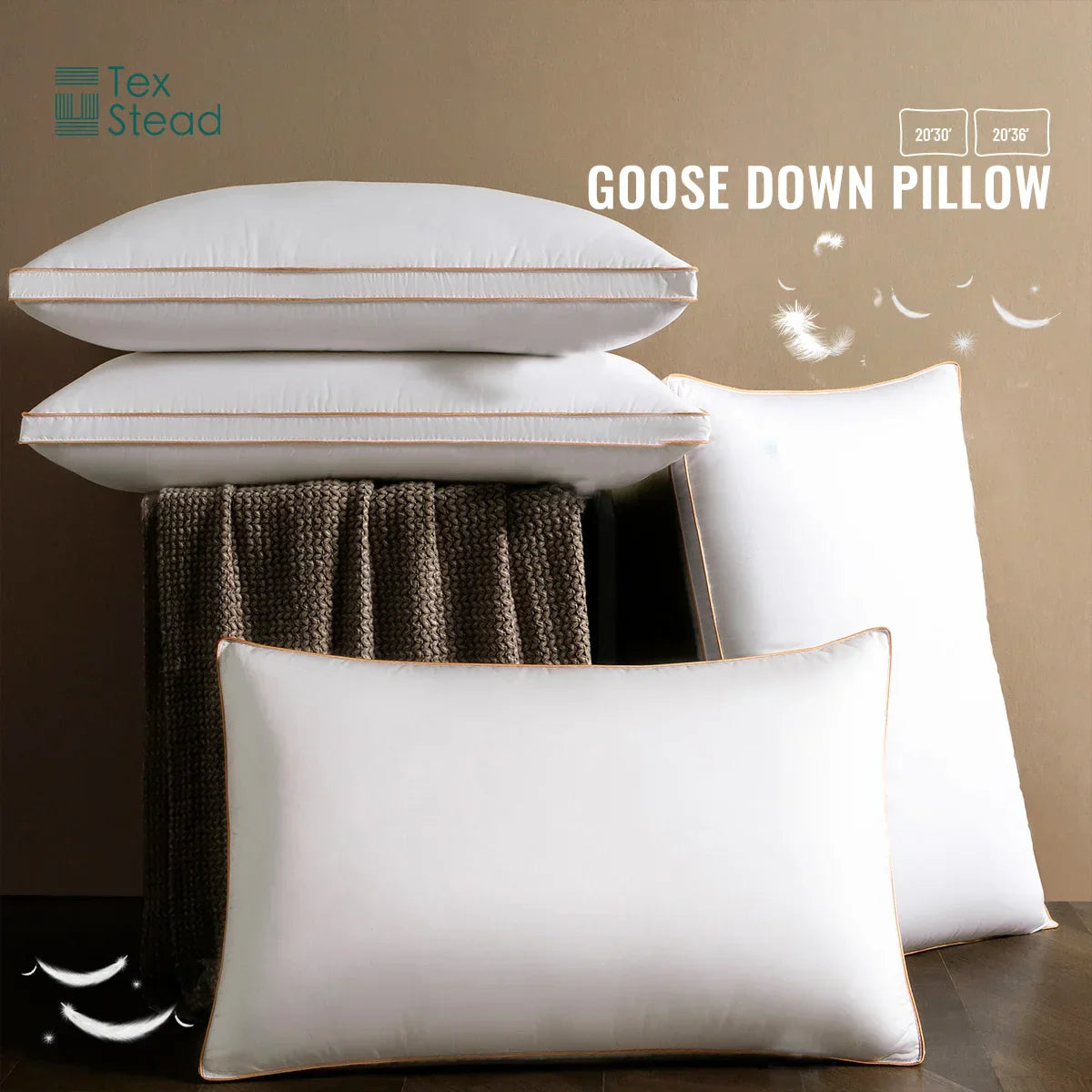 Luxury Goose Down Pillow by Decobites - Neck Support for Restful Sleep