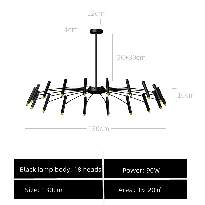 DecorBites™ Black Sputnik Chandelier: Nordic Design, Adjustable Lighting for Home Décor