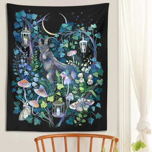 Decobites Moon Moth Garden Tapestry: Trippy Witchcraft Decor for Home, Dorm