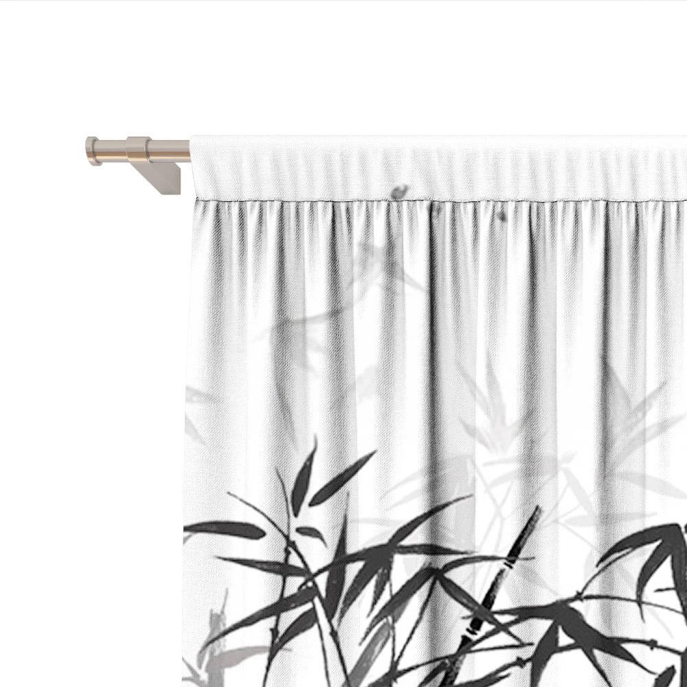 Decobites Bamboo Ink Painting Curtains for Home Decoration Elegant Finish