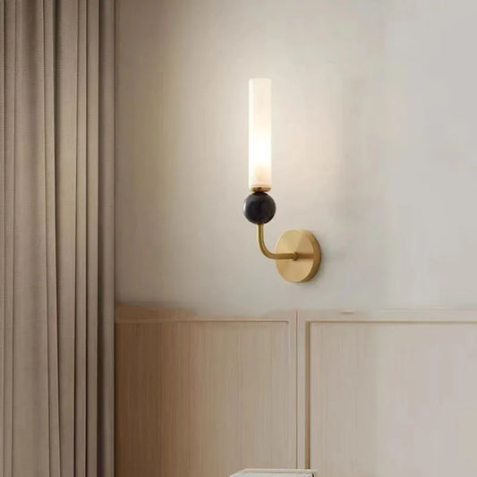 DecorBites™ Black Green Marble Wall Lamp Sconce with Copper Acrylic Lampshade