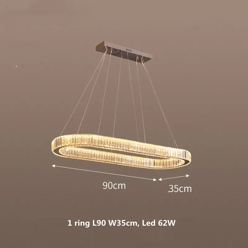 ثريا كريستال DecorBites™‎ معلقة بمصابيح LED قابلة للتعتيم، مصباح بيضاوي لامع معلق