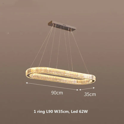 ثريا كريستال DecorBites™‎ معلقة بمصابيح LED قابلة للتعتيم، مصباح بيضاوي لامع معلق