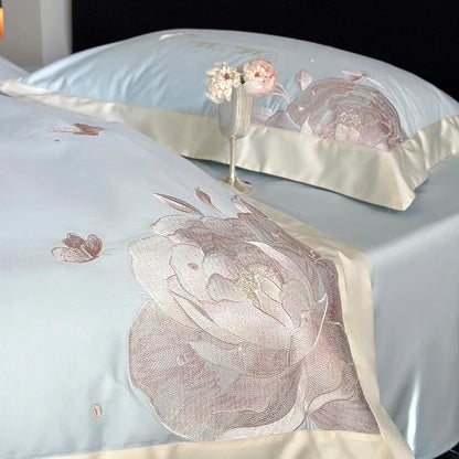 DecorBites™ 1000TC Egyptian Cotton Butterfly Flowers Embroidery Bedding Set