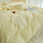 Decobites Korean Lace Ruffles Queen Size Duvet Cover with Bow Detail - Romantic French Design