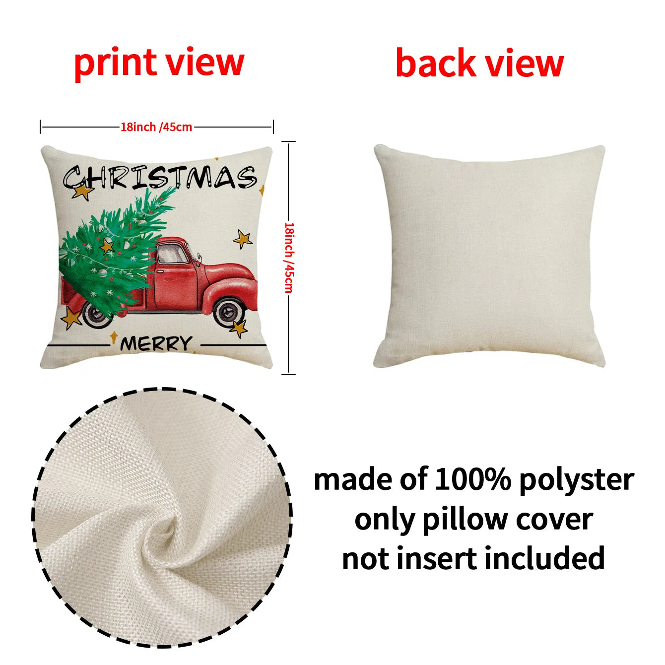 DecorBites™ Christmas Linen Decorative Pillows Print Lumbar Pillow Home Decor
