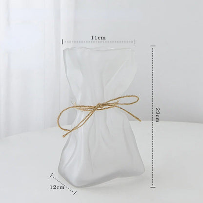 DecorBites™ Clear Glass Folded Road Vase - Creative Handcrafted Hydroponic Art Vase