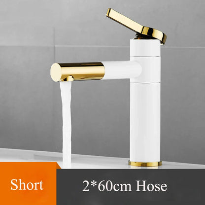 DecorBites™ Black Brass Bathroom Sink Faucet Deck Mounted Vessel Mixer Water Tap