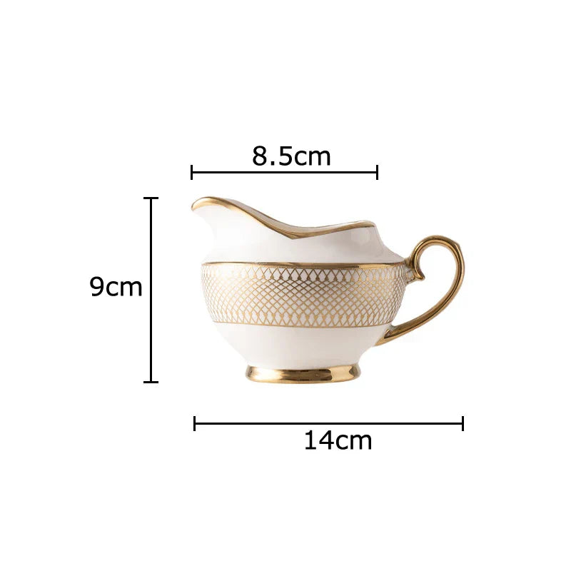 DecorBites™ Gold Ceramic Tea Set for Dining Table, Coffee Mug, Teapot, Afternoon Tea & Beverage Container