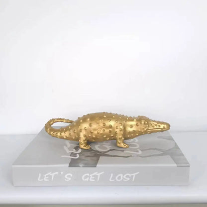 DecorBites™ Golden Crocodile Sculpture Home Decor Figurines