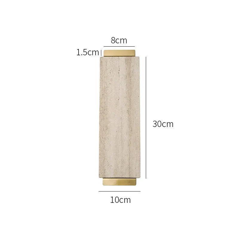 DecorBites™ Beige Travertine Stone Tray with Golden Metal Handle