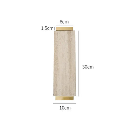 DecorBites™ Beige Travertine Stone Tray with Golden Metal Handle