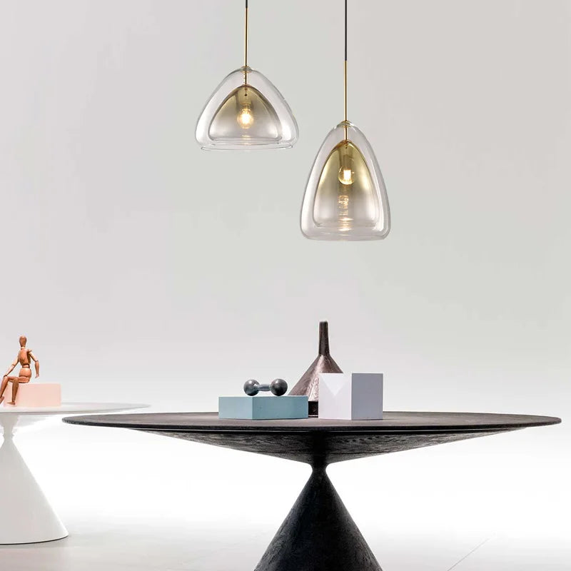 DecorBites™ Gradient Glass Pendant Lamps: Luxury LED Chandeliers for Bedroom and Restaurant