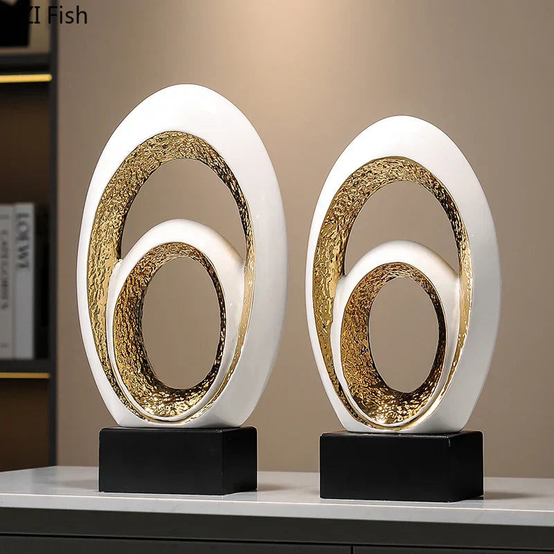 Escultura de Arte Abstracta Decorbites™ Gold Ornamentos de Escritorio Estética Minimalista Decoración