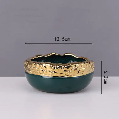 DecorBites™ Golden Edge Succulent Flower Pot Vase - Indoor Ceramic Planter Pot