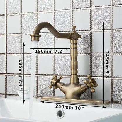 DecorBites™ Antique Brass Kitchen Tap Mixer Faucet Double Handles Sink Torneiras Cozinha