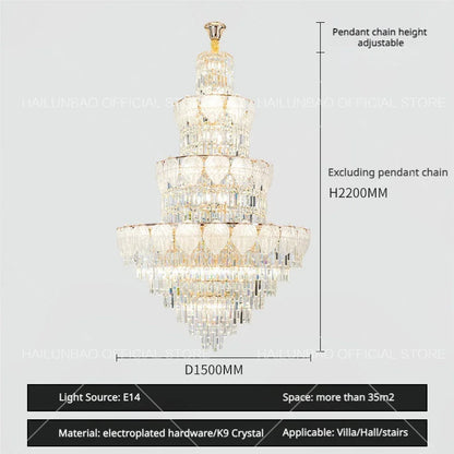 DecorBites™ Crystal Duplex Villa Chandelier: Elegant Loft Apartment Light Luxury for Fashionable Living Rooms.