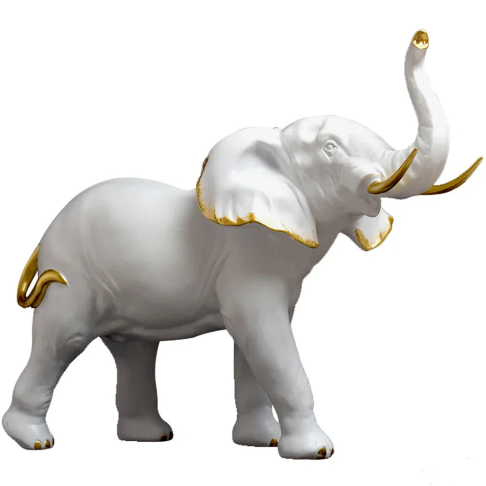 DecorBites™ Elephant Resin Sculpture: Luxury Animal Statue for Home & Office Decor