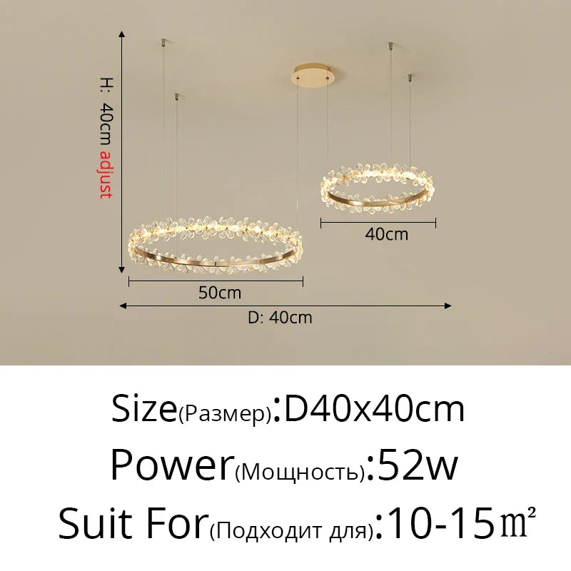 Lámpara de araña LED de cristal DecorBites™ para decoración del hogar e iluminación de lujo